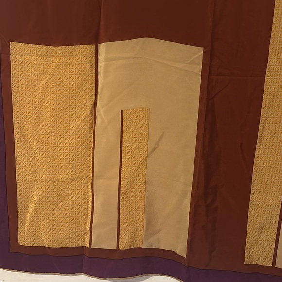 Vintage Franck Olivier Paris Brown & Tan Geometric Print Scarf 33” - Picture 5 of 7